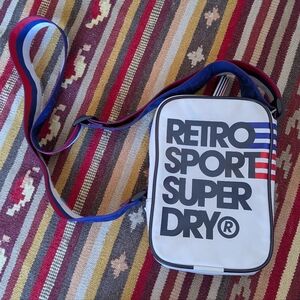 Superdry Retro Sport White and Blue Messenger Bag